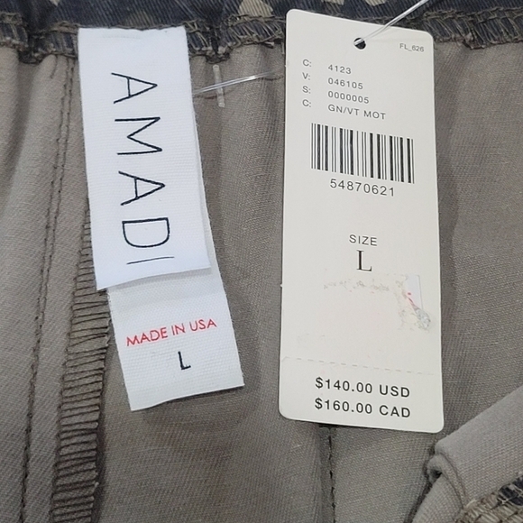 NWT Large 100% Cotton Camo Zipped Stretchy Waist Pants Front and Back Pockets - Picture 9 of 9